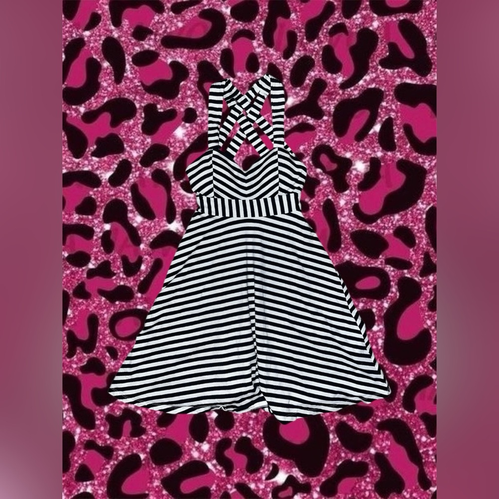 2010s Candie's black and white striped dress